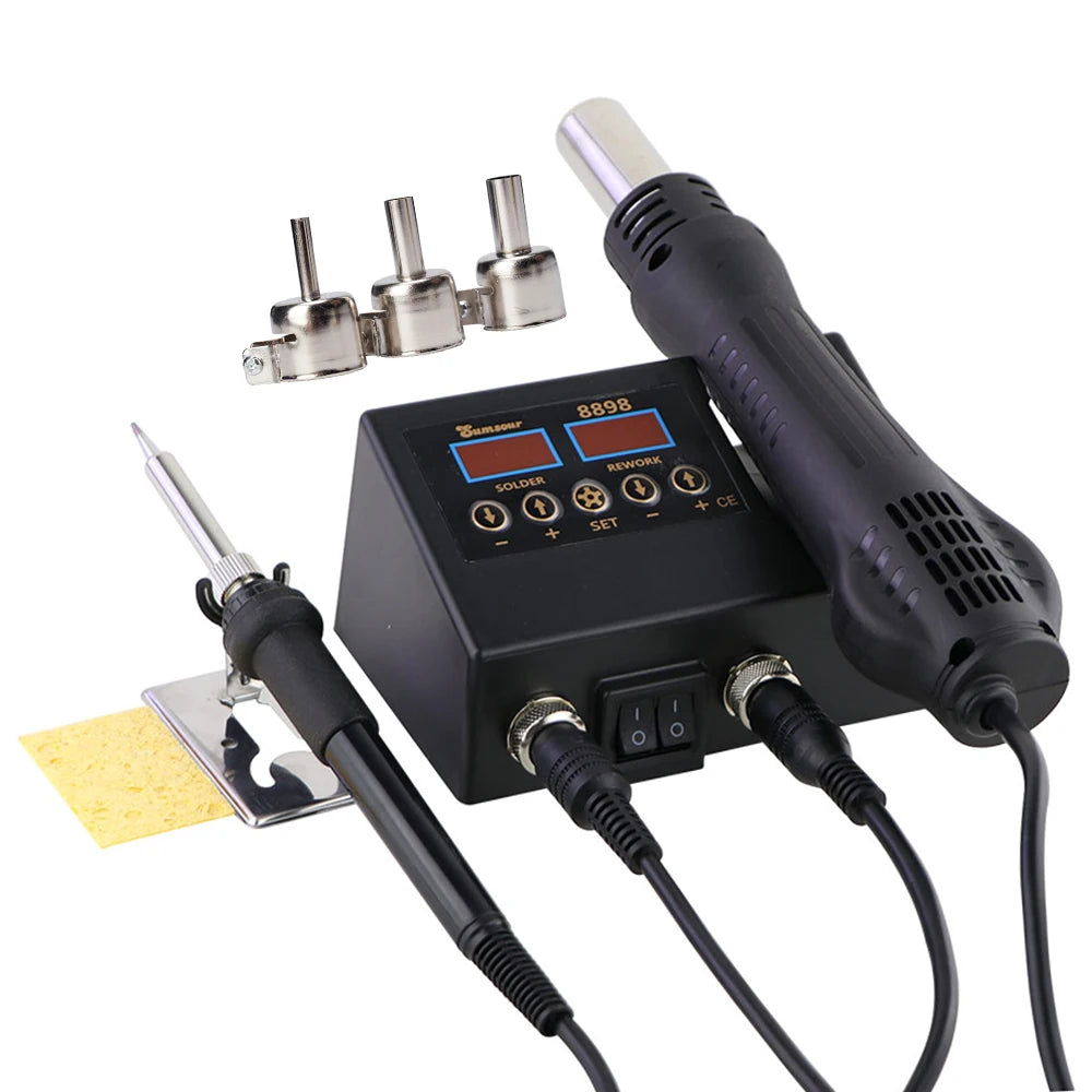 Soldering Station Digital Temperature Adjustable 2 in 1 SMD Solder Iron Hot Air Heat Gun Welding Rework For PCB IC Repair Tools 