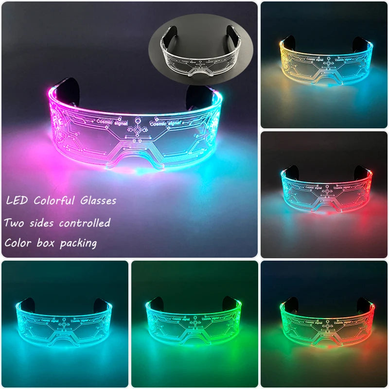 LED Luminous Futurist Cyberpunk Glasses LED Light Up Glasses cool cyberpunk glasses for man women cospaly supplies 