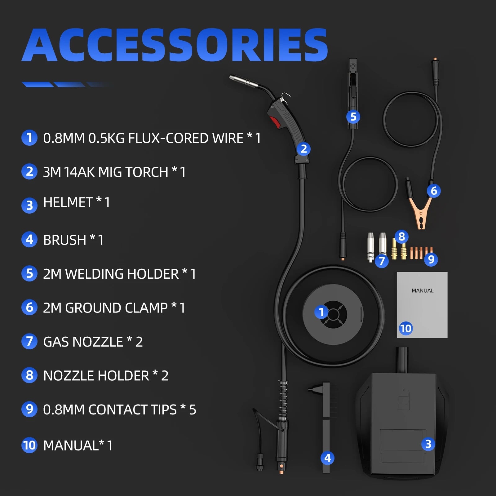 Viladepot 3 in 1 No Gas MIG Welder MIG/MMA/Lift TIG MIG200 Semi-automatic Welding Machine With Flux Cored Wire Gasless 