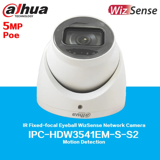 Dahua IP Camera 5MP IR Fixed-focal Eyeball WizSense Network Camera IPC-HDW3541EM-S-S2 Black Version IR30m Built-in Mic SMD 4.0 Spy-shop.com