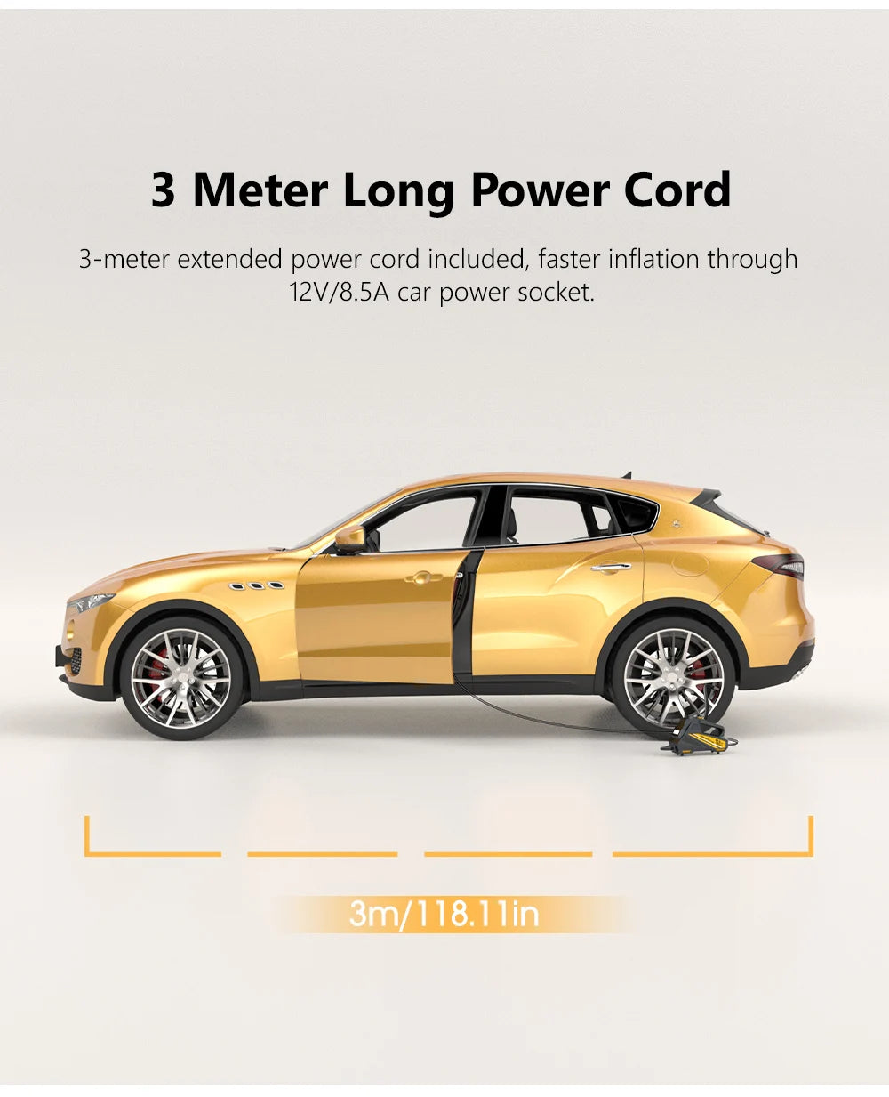 Corded Portable Car Air Pump 12V 150PSI Tire Inflator