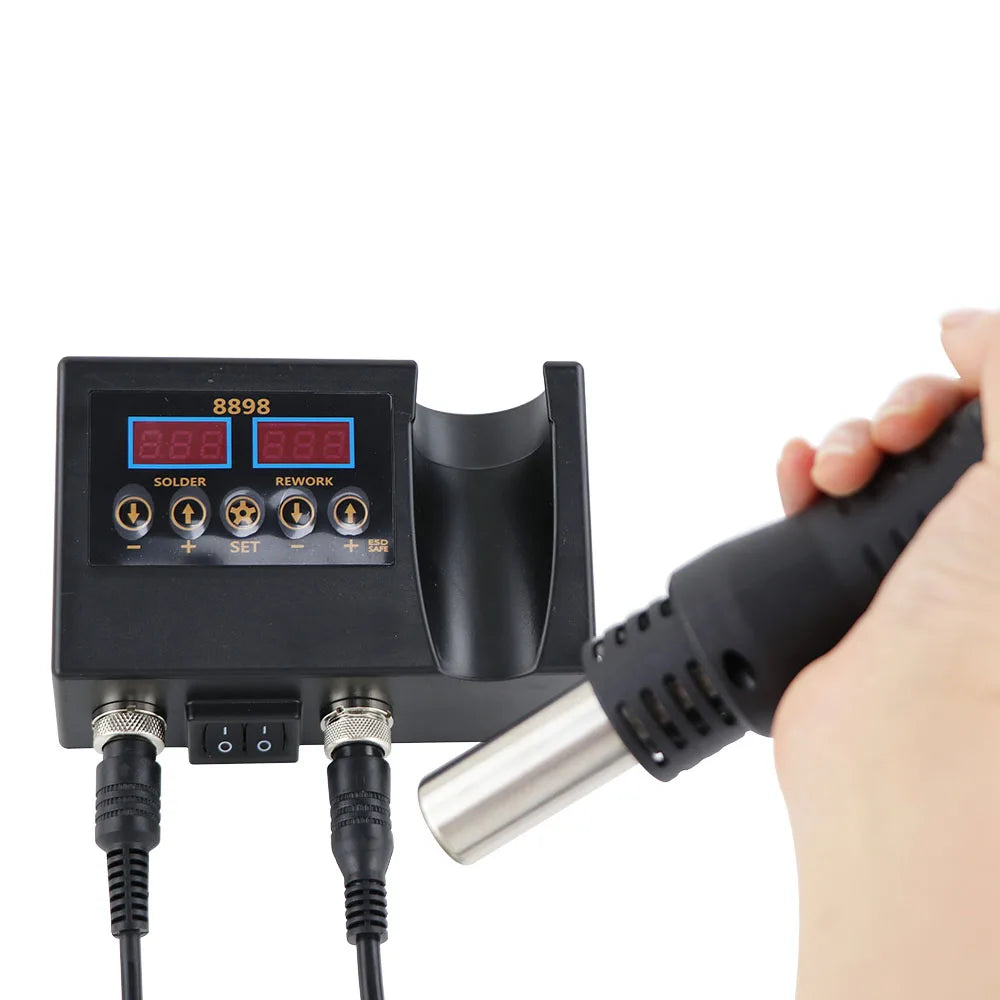 Soldering Station Digital Temperature Adjustable 2 in 1 SMD Solder Iron Hot Air Heat Gun Welding Rework For PCB IC Repair Tools 