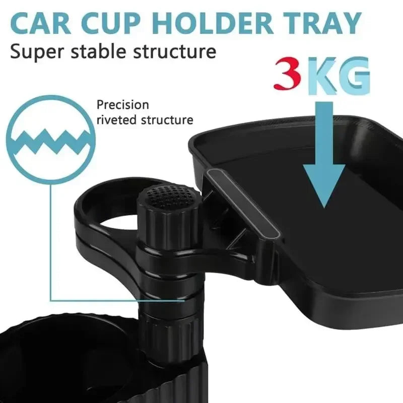 Detachable Car Cup Holder Expander Tray Portable Food Tray for Eating Car Interior Organizer Table for Vehicle