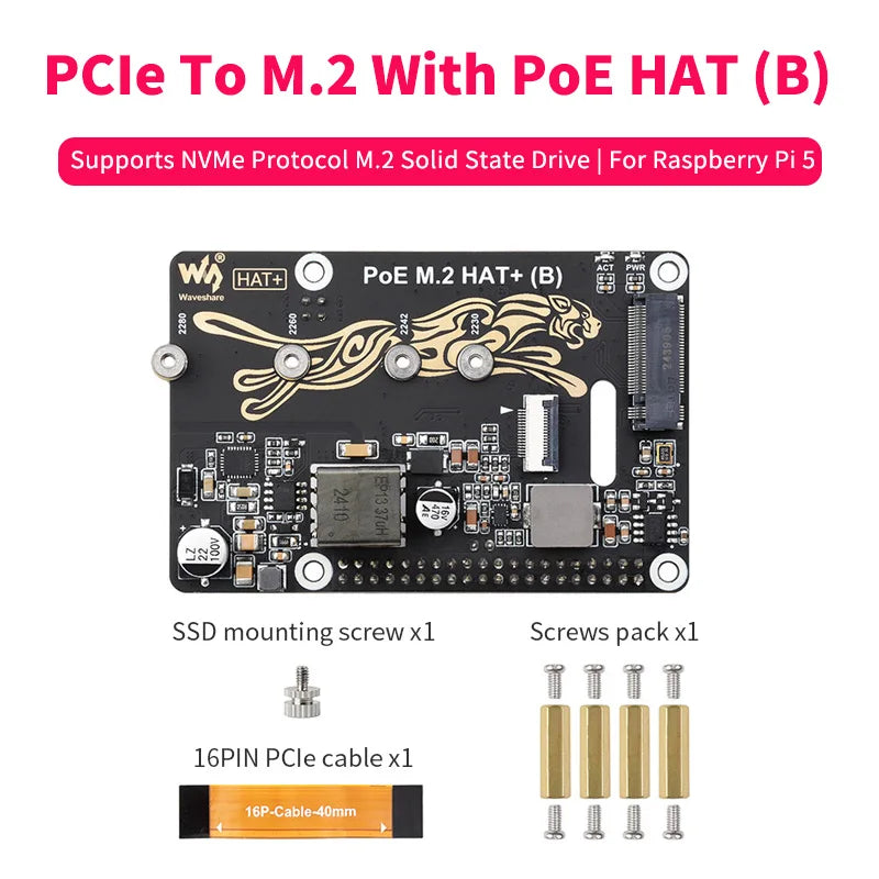HAT za Raspberry Pi 5 M.2 NVMe in PoE