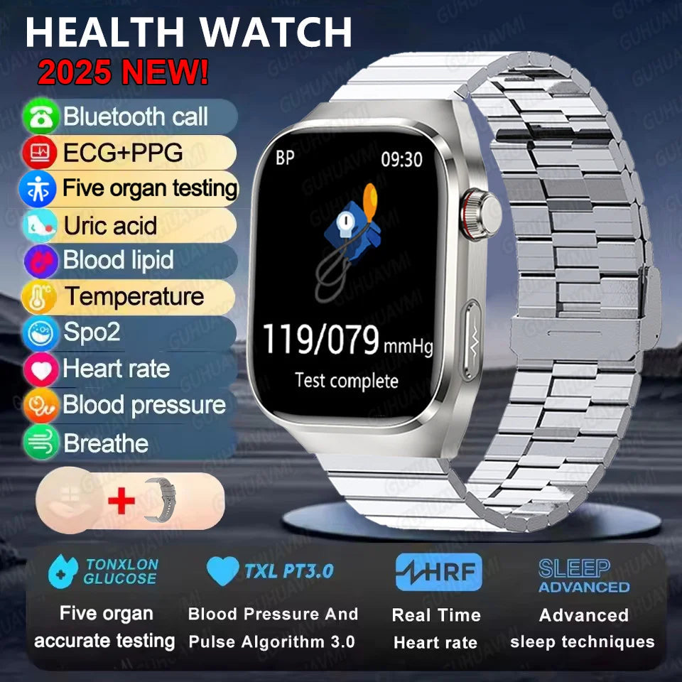 2025New Micro Physical Examination Smart Watch For Men Uric Acid Body Fat Five Organ Health Watches Bluetooth Call SmartBracelet 