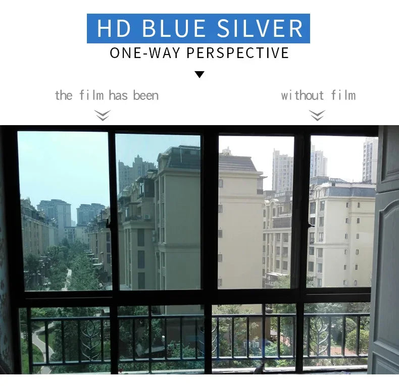 2/3/5M One Way Mirror Window Film Vinyl Self-adhesive Reflective Solar Film Privacy Window Tint for Home Silver Glass Sticker 