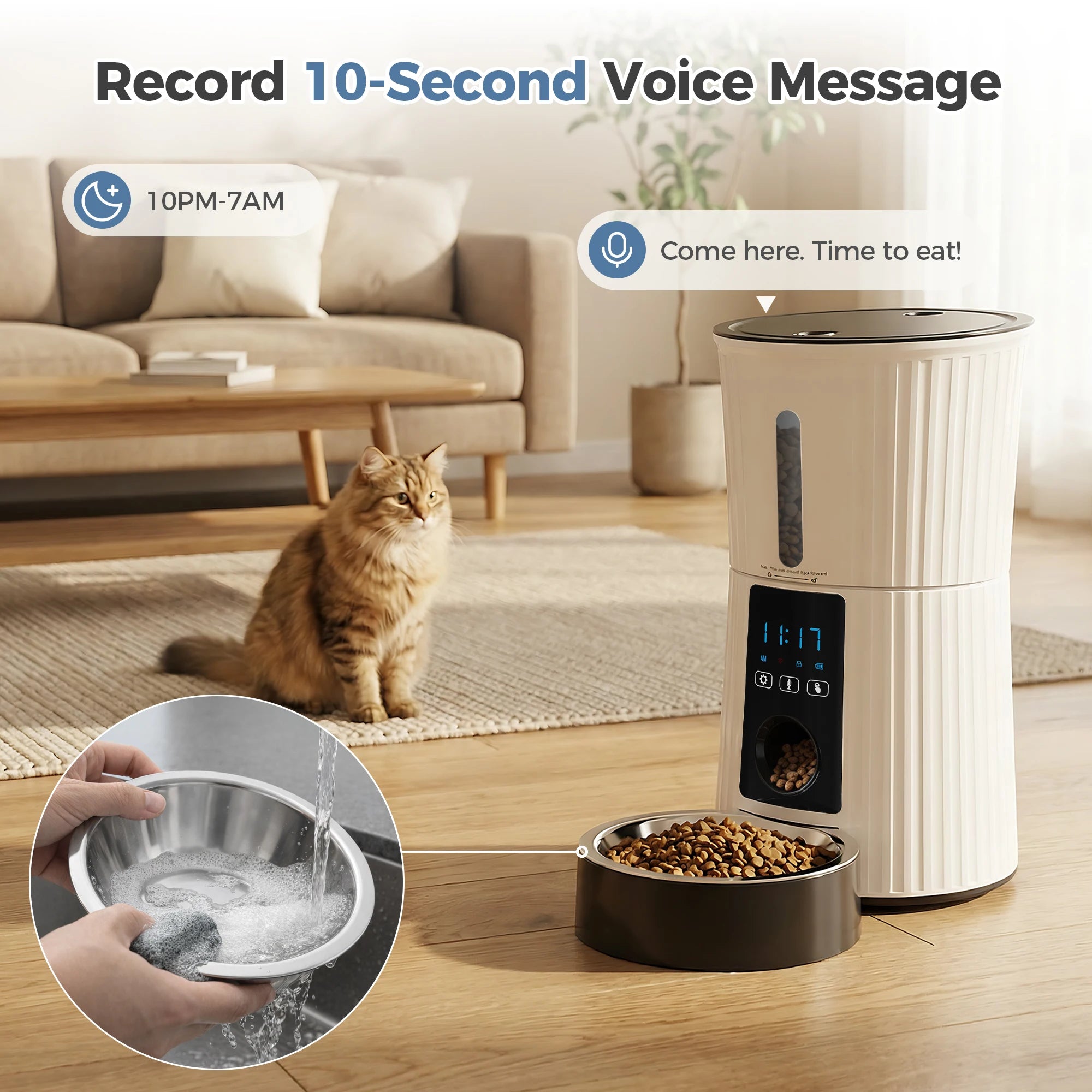 4L Automatic Cat Feeder with WiFi App Control & Timed Feeding