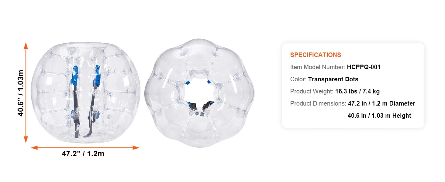 4FT Nafukovacia nárazová lopta Zorb pre deti a tínedžerov PVC telesná lopta