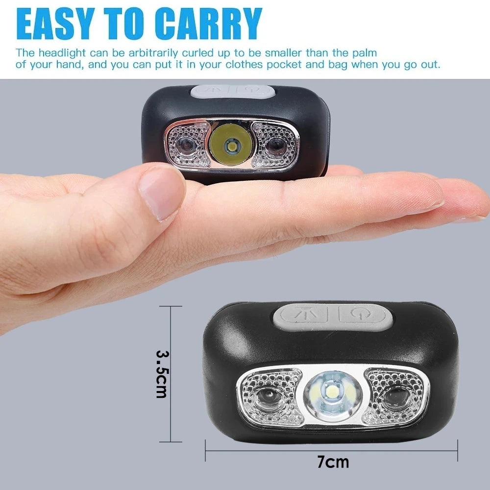 Mini USB Rechargeable Headlamp with Wave Sensor