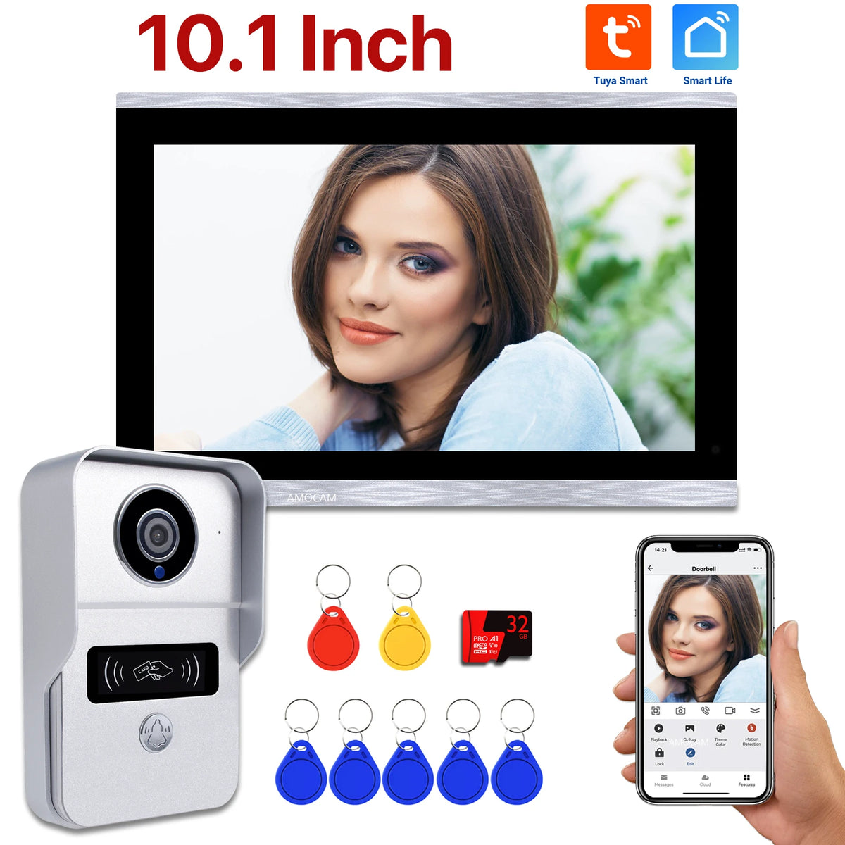 Kit citofono video Tuya da 10,1 pollici con scheda da 32 GB