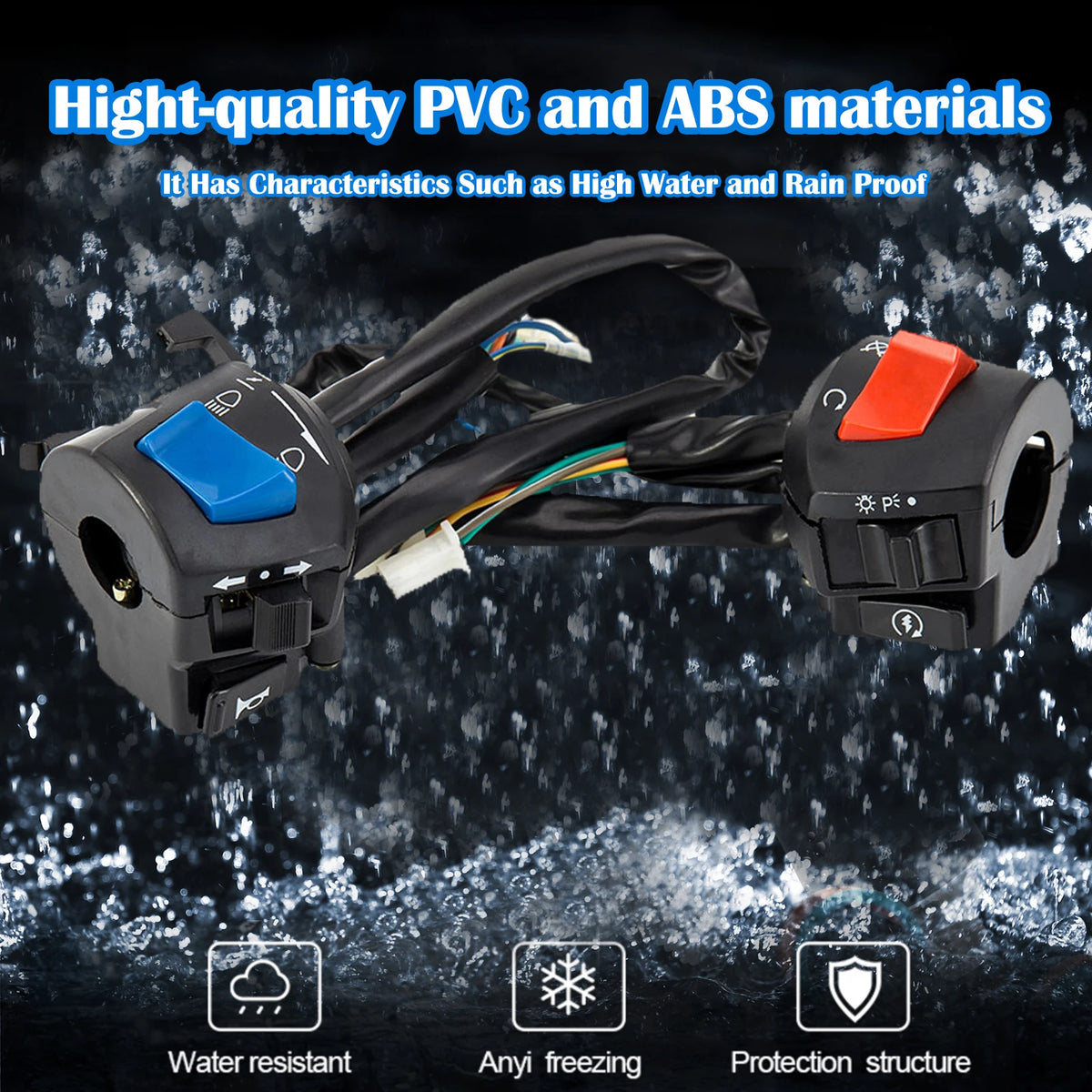 Motorcycle Handlebar Switch for 7/8 Inch Bars, 12 V DC