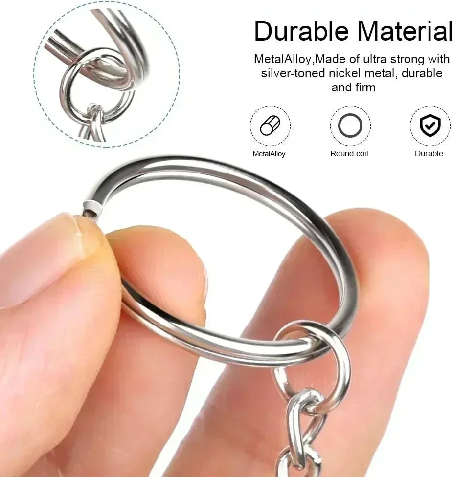 Silver Plated Metal Blank Keyring Keychain Split Ring Keyfob Key Holder Rings Women Men DIY Key Chains Key Ring Accessories