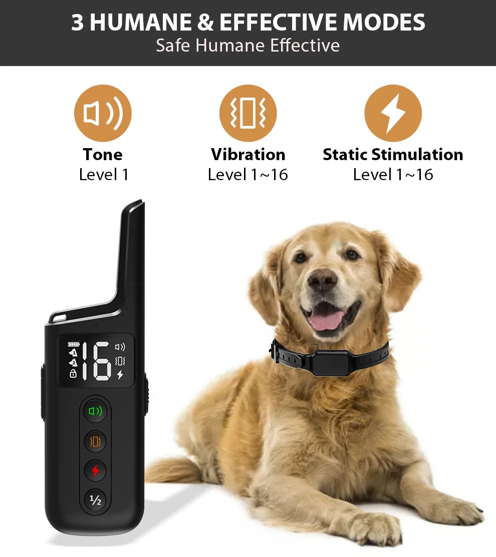 Waterproof Rechargeable Dog Training Collar with 500m Remote Control