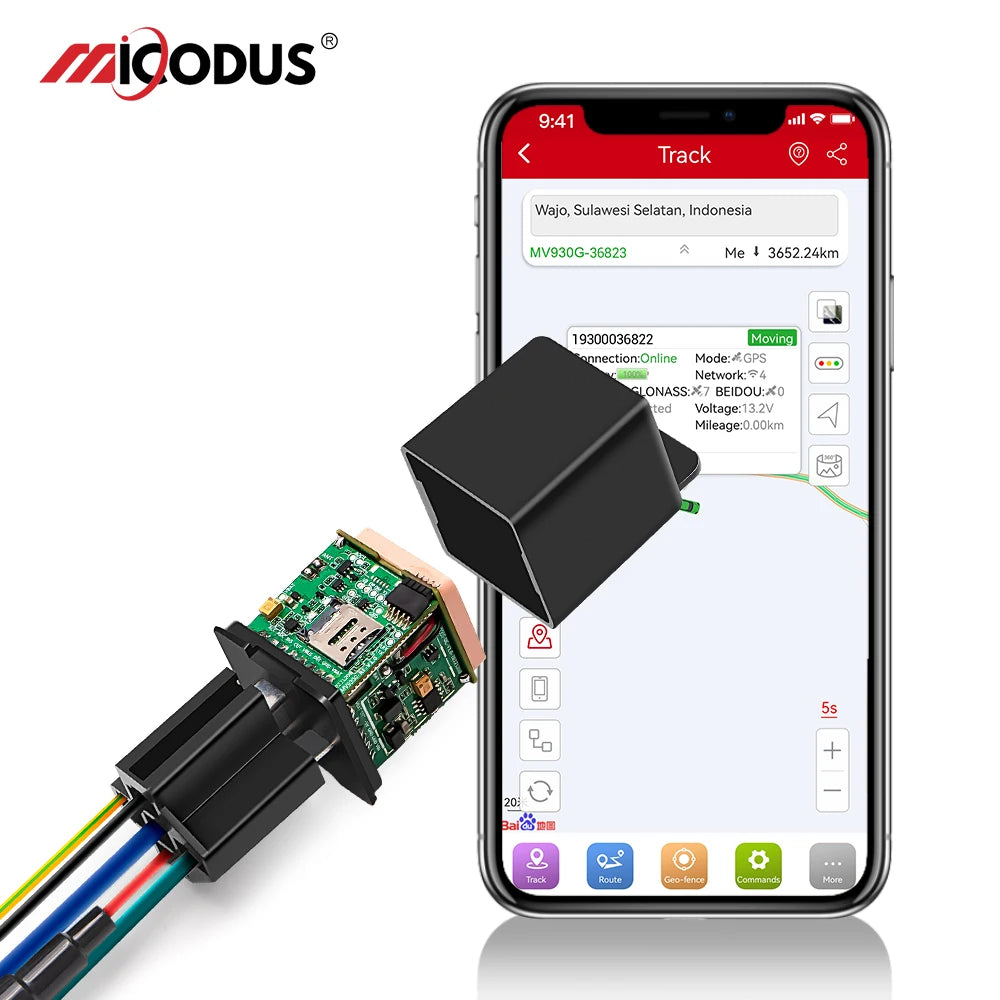 MiCODUS Auto GPS-tracker 4G MV930G 9-95V Brandstof-relay uitschakelen GPS-tracker Motorcycle trillingssensitief ACC Aan/Uit meldingen