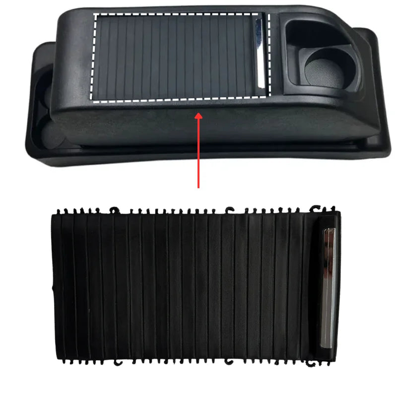 Center Console Armrest Storage Box Cover Plate with Cup Holder Pull Curtain for Citroën Berlingo / Peugeot Partner 2008–2018
