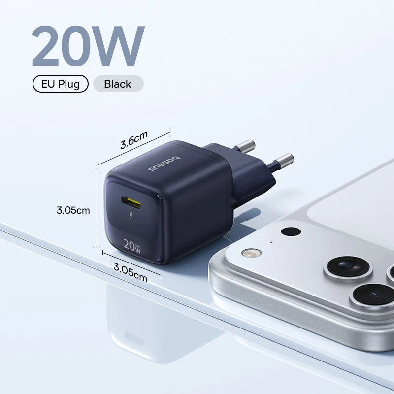20W USB-C PD Fast Charger Compact Wall Adapter for iPhone