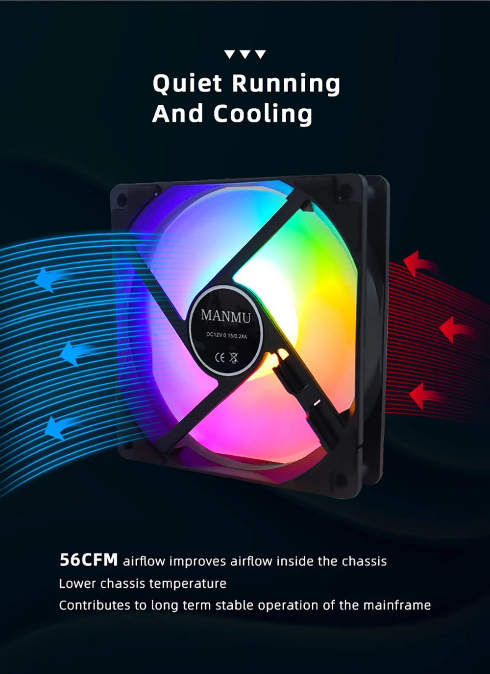 120 mm Rainbow RGB Computer Case Fan