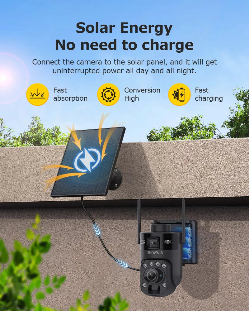 6K 12MP 4G/WiFi Solar Battery Security Camera 60X Zoom PTZ Outdoor