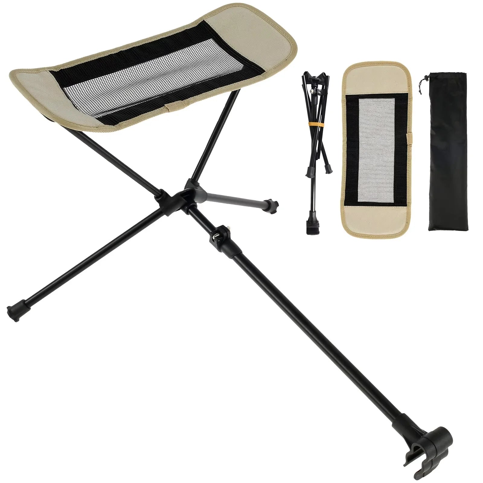 Adjustable Camping Chair Foot Rest Stool with 40–70cm Support