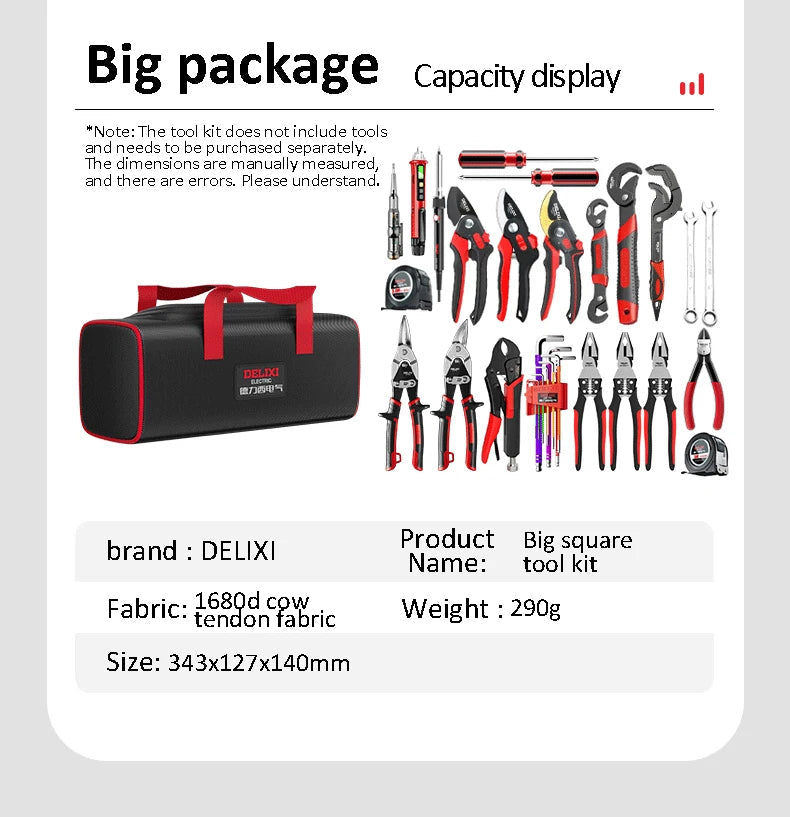 DELIXI ELECTRIC Tool Bag Oxford Cloth Portable Storage Bag, Professional Electrician and Carpenter Repair, Home Storage, HandBag 