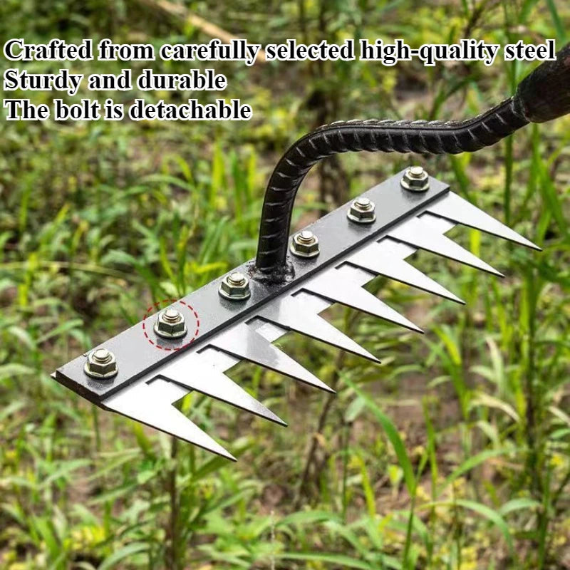 5/6/7/8 Teeth 1PCS Carbon Steel Garden Hand Rake for Farm Garden Weeding Tools Scarifier Agricultural Nail Harrow Metal Harrow 