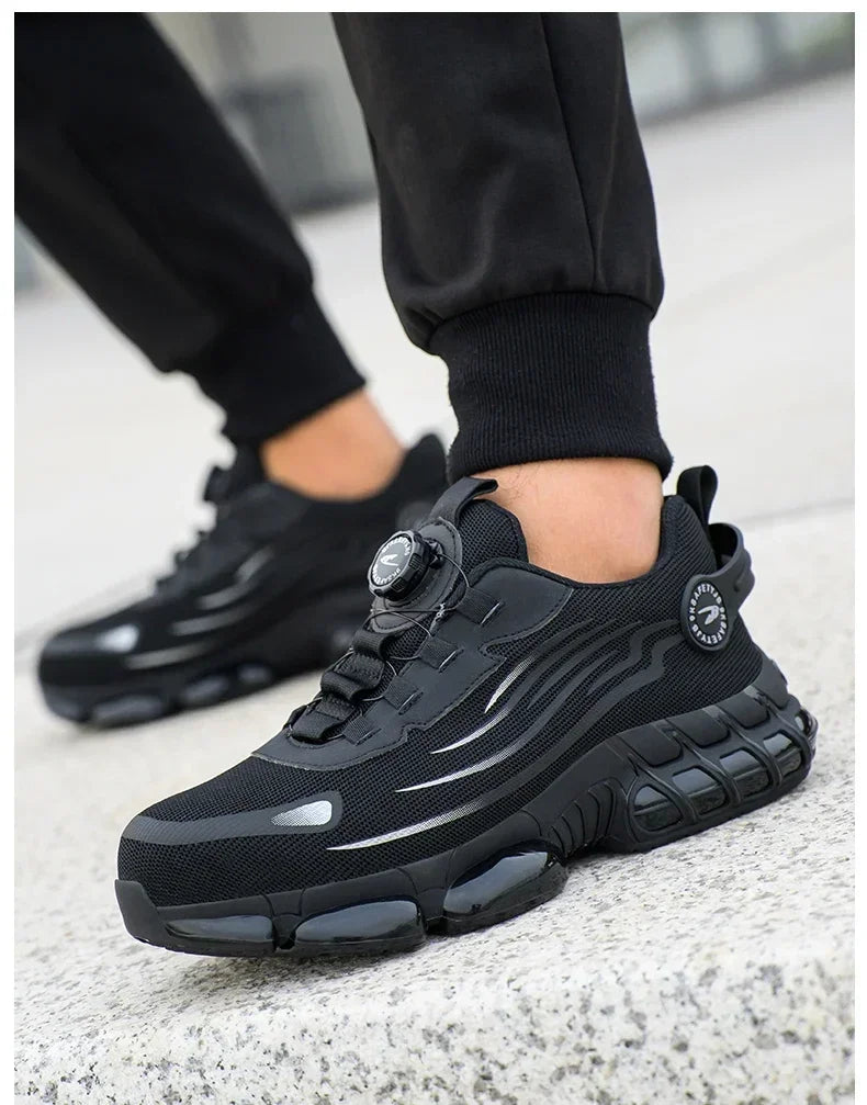 Rotating Button New Safety Shoes Men Anti-smash Anti-puncture Work Shoes Fashion Men Sport Shoes Security Protective Boots Men 