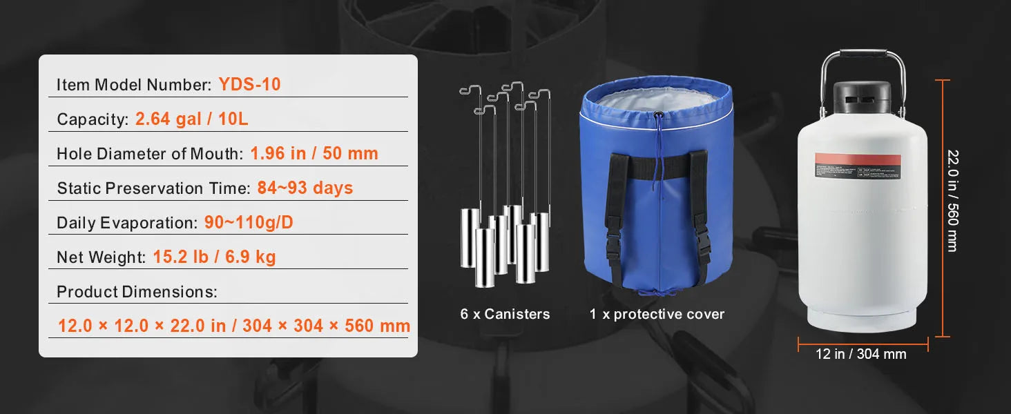 30L Liquid Nitrogen Tank Dewar with Long Storage Time & Canisters