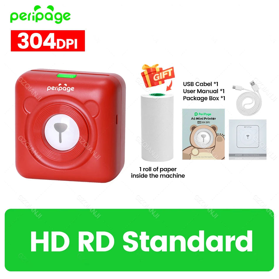 7 Colors Peripage A6 304DPI Mini Photo Printer Notes Sticker Label Printing Machine Bluetooth Portable Wireless Printer Marker 