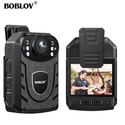 Boblov KJ21 Am Körper getragene Kamera HD 1296P DVR-Videoüberwachungskamera IR-Nachtsicht Tragbare Mini-Camcorder-Polizeikamera