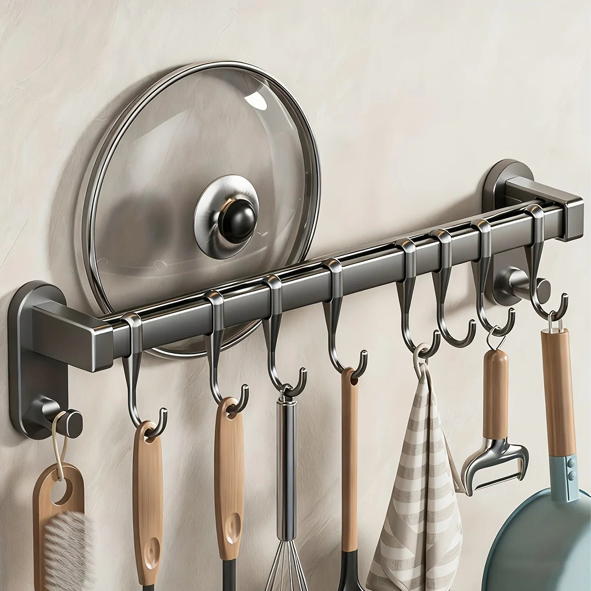 Wall-Mounted Plastic Kitchen Storage Rack, Adhesive or Screws