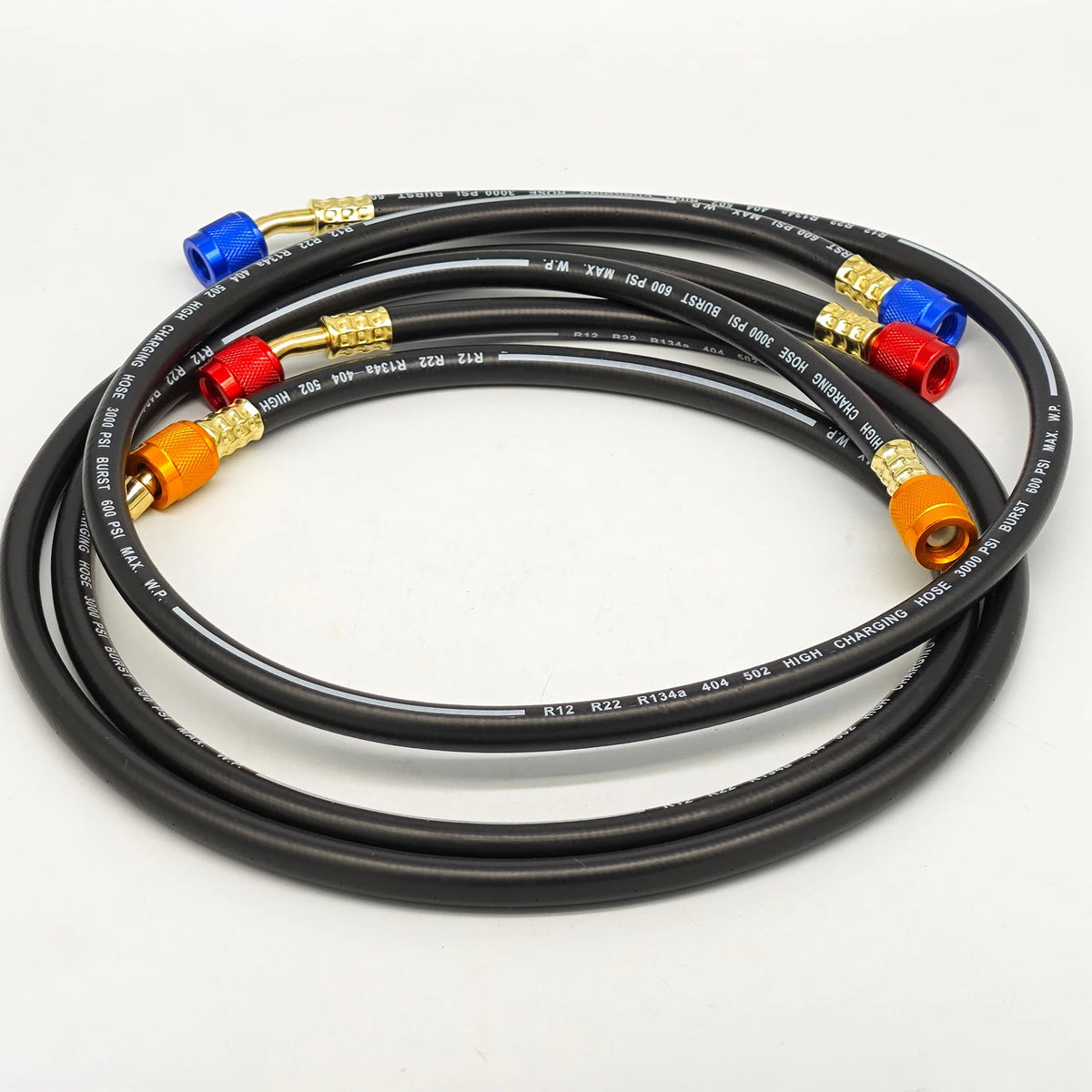 3 pièces Flexible de recharge R134a pour réfrigération AC, pression de travail 600-3000 PSI, compatible HVAC, manomètre de manifold et réfrigérant
