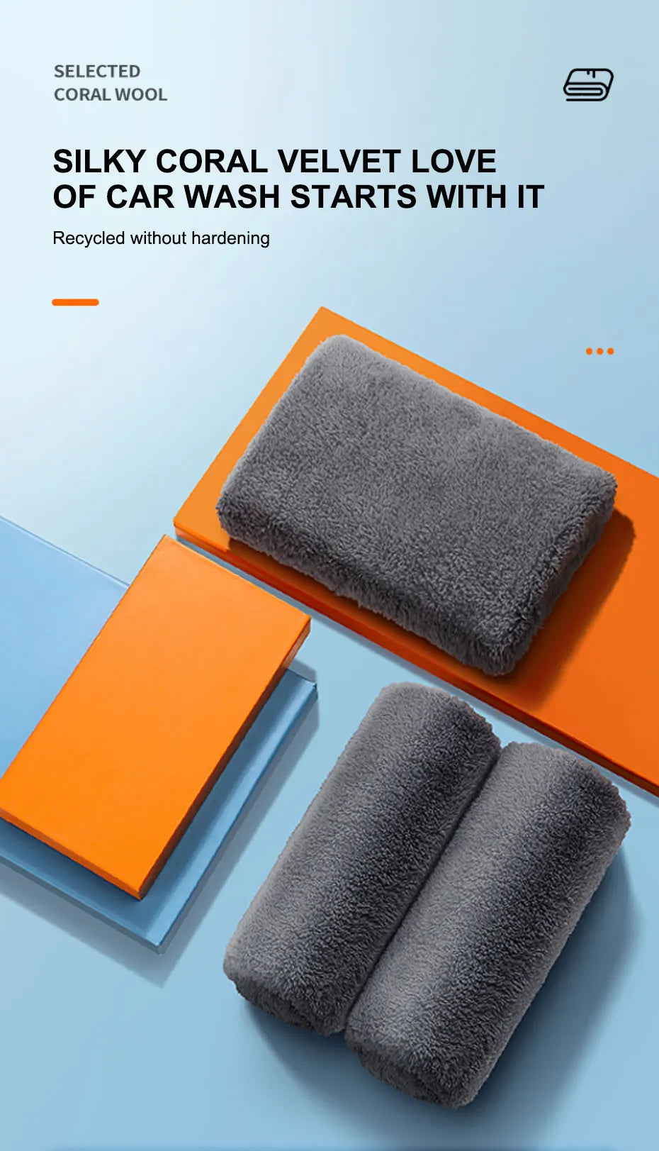 SEAMETAL 40X100CM Car Wash Towel Coral Velvet Microfiber Clean Cloth No Hemming Thickened Soft High Absorbent Car Washing Towels 