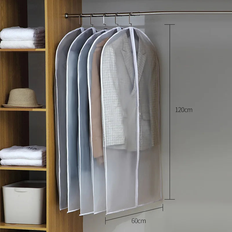 Clothes Hanging Dust Cover Wedding Dress Cover Suit Coat Storage Bag Transparent Fully Enclosed Clothes Cover With Zipper 