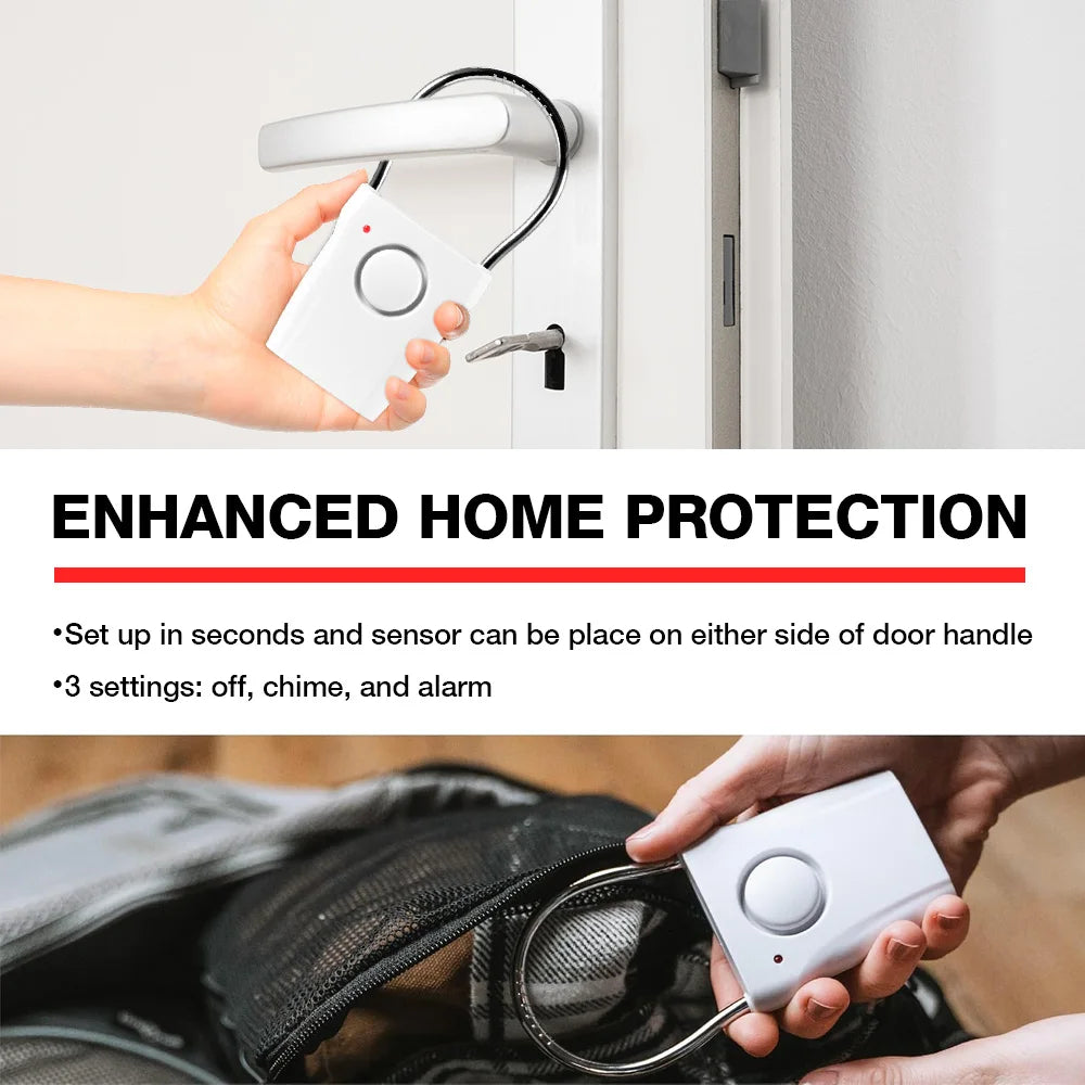Portable Door Handle Alarm Lock 120dB Vibration Sensor Anti-theft Security Alarm 3 Modes Home Hotel Travel Safety Window Alarm