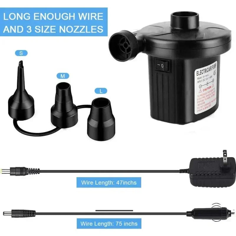 Electric Air Pump for Air Beds, Pools and Floats, Mains or 12V