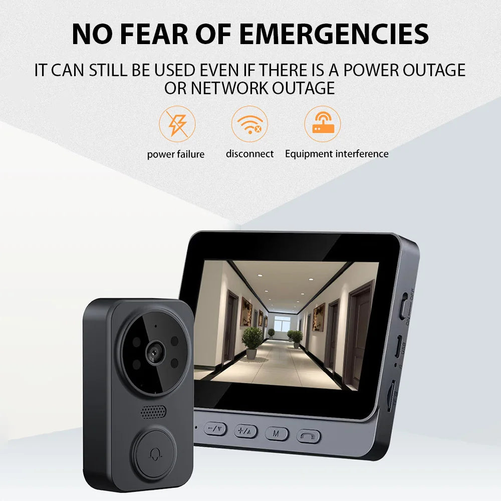 Wireless Video Doorbell with 4.3-Inch Monitor