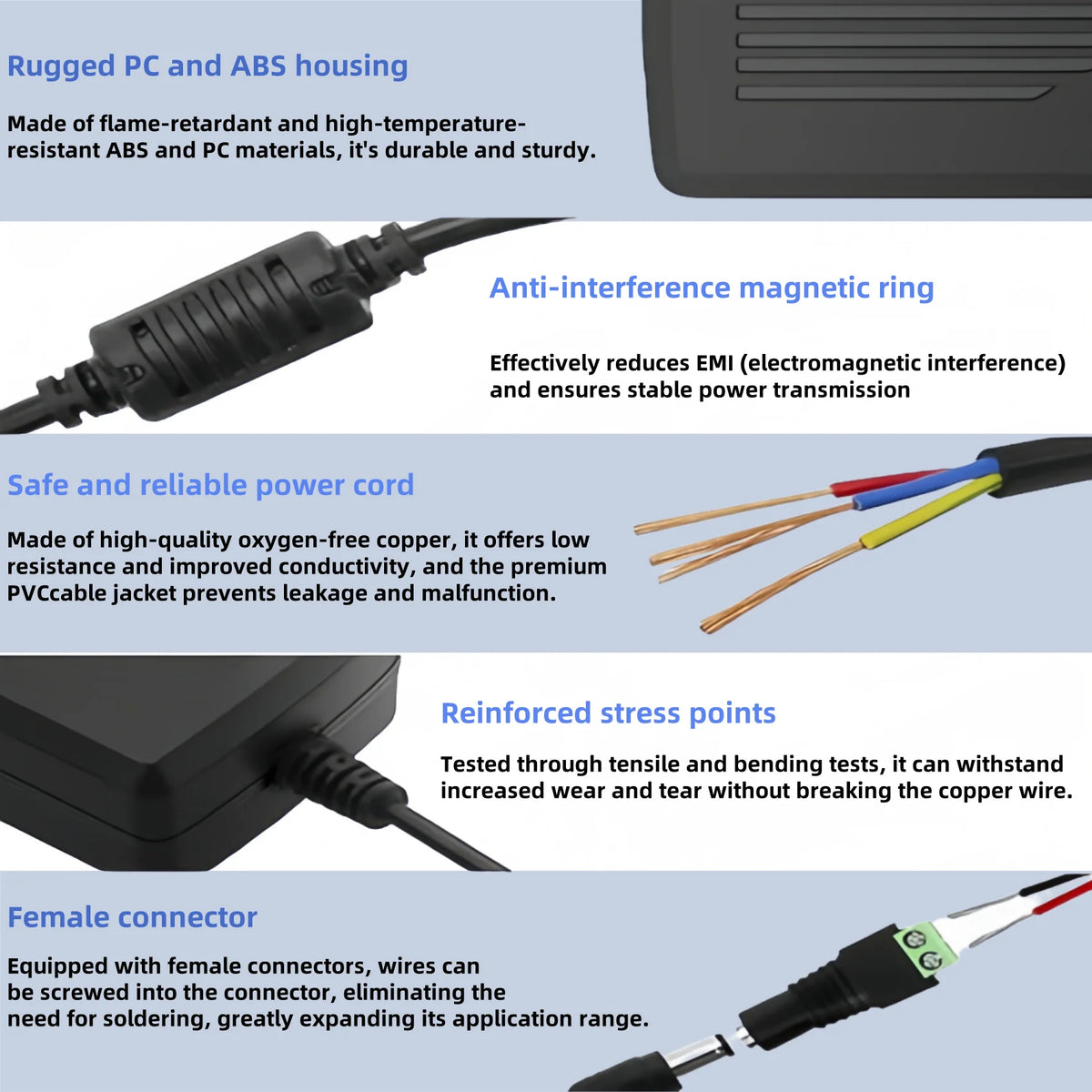 12 V DC Power Adapter, 2 A to 12.5 A Options