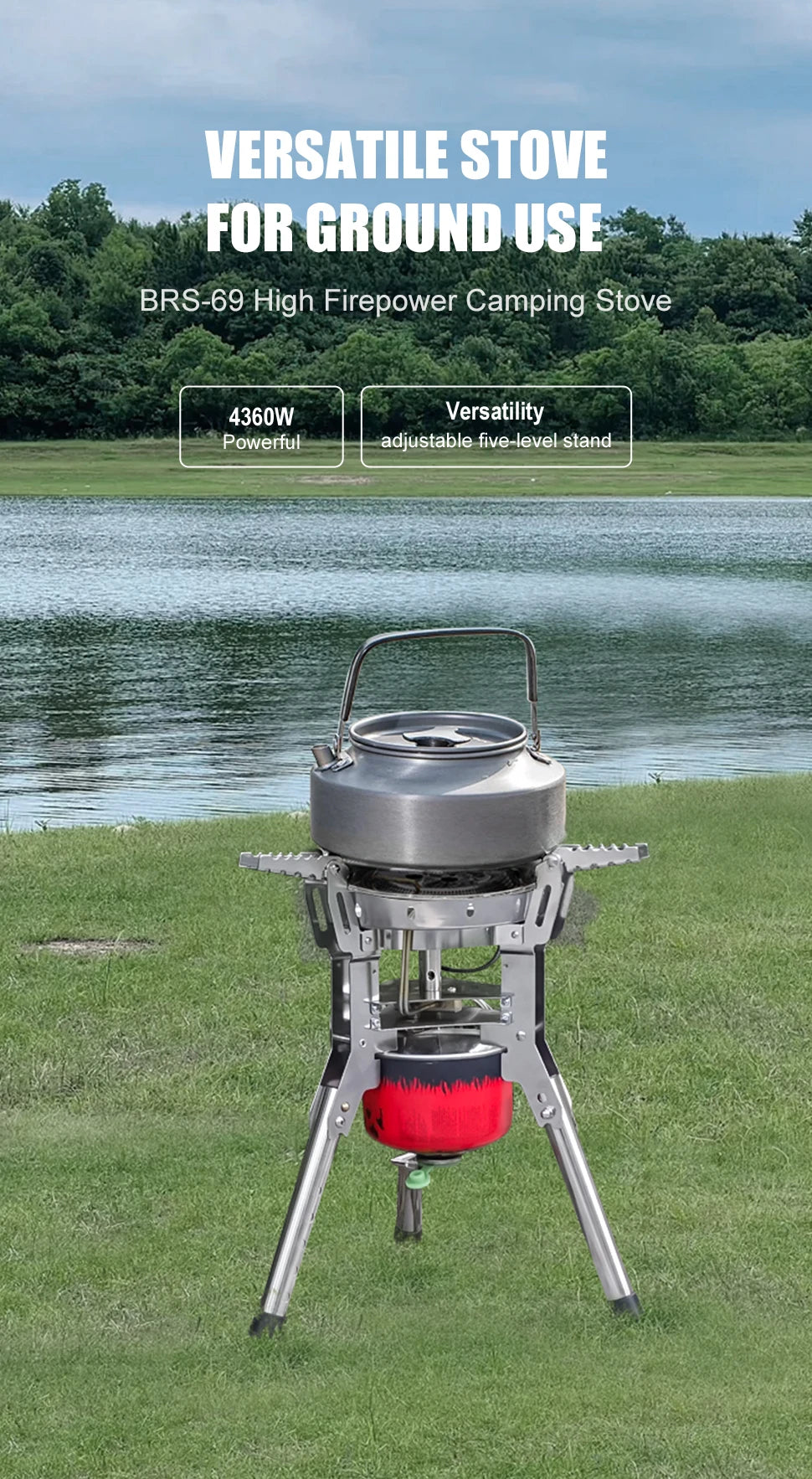 BRS-69 Outdoor Gas Stove 4360W Foldable Adjustable Camping Burner