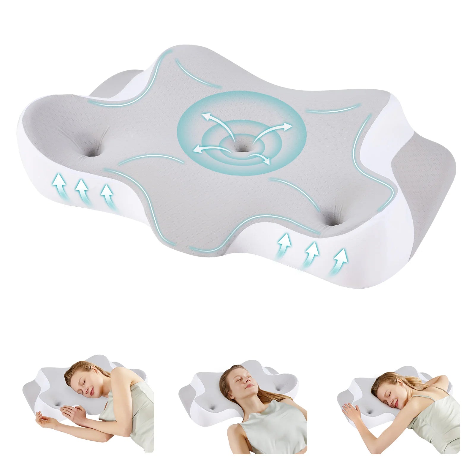 Ergonomic Memory Foam Cervical Neck Pillow with Cooling Case