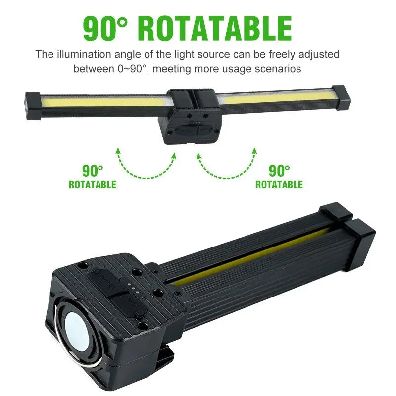 Strong Flashlightoutdoor Multifunctional Camping Lightingflashlight Auto Repair Work Lightfolding COB Light 