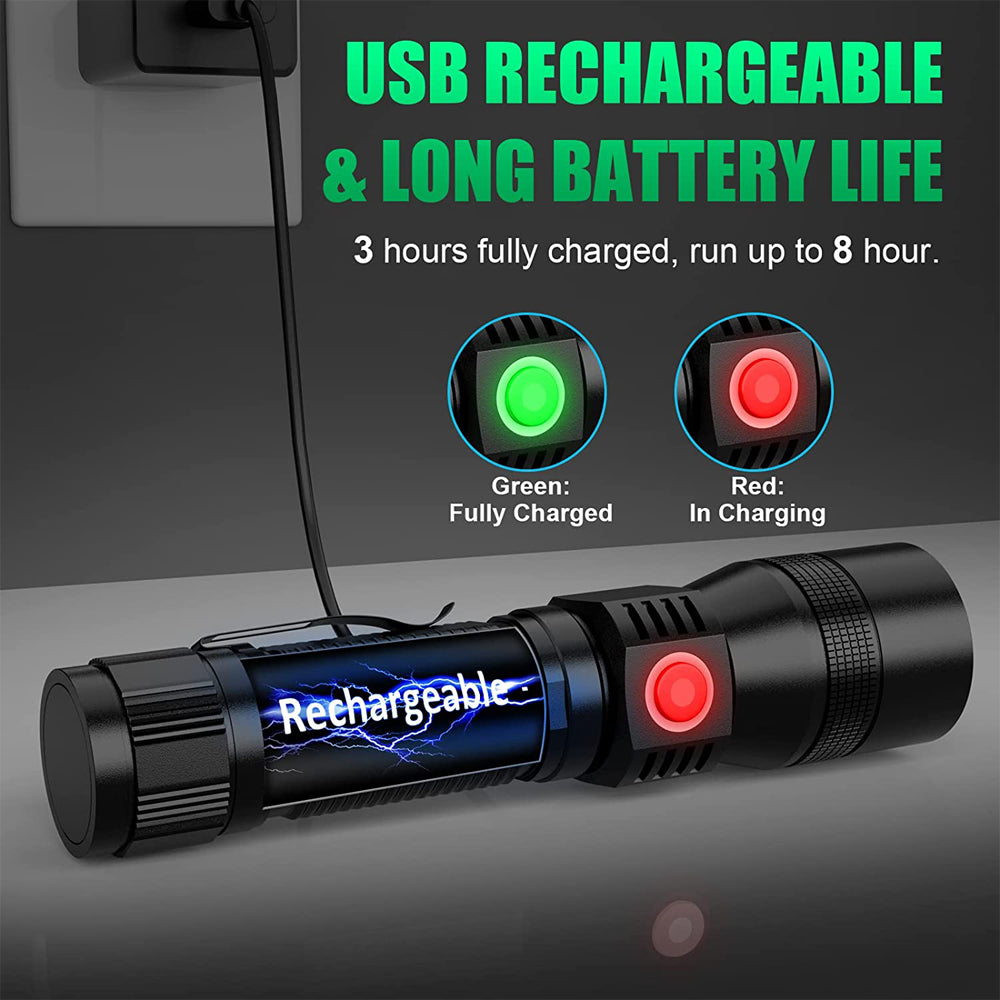 Rechargeable LED and UV Flashlight with COB Light
