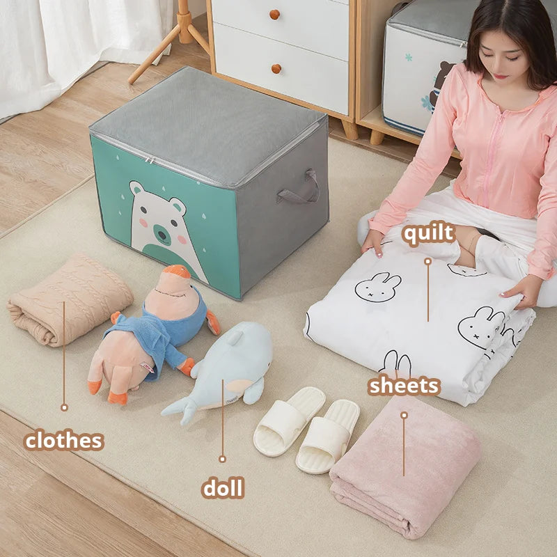 1pc Large Capacity Clothes Storage Bag Organizer With Reinforced Handle For Blankets Bedding Foldable With Zipper Storage Bag 