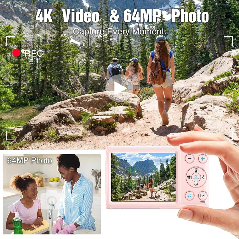 KOMERY 4K 64MP Digital Camera with 18X Zoom and Autofocus