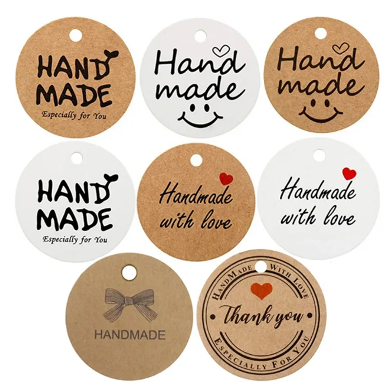 Handmade Thank You Gift Tags – Kraft Paper Set of 100