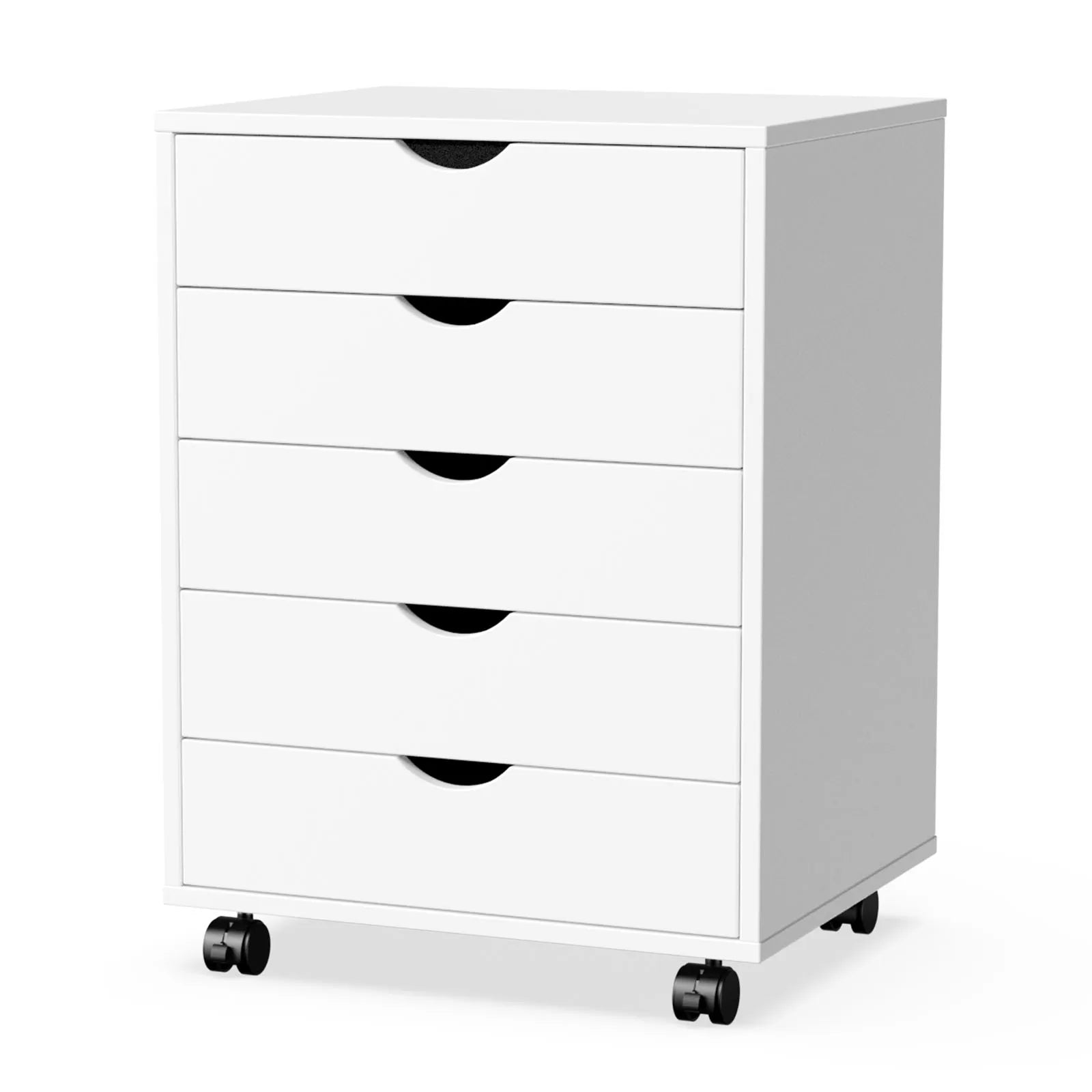 5 Drawer Rolling Nightstand Cabinet with Waterproof Top Surface