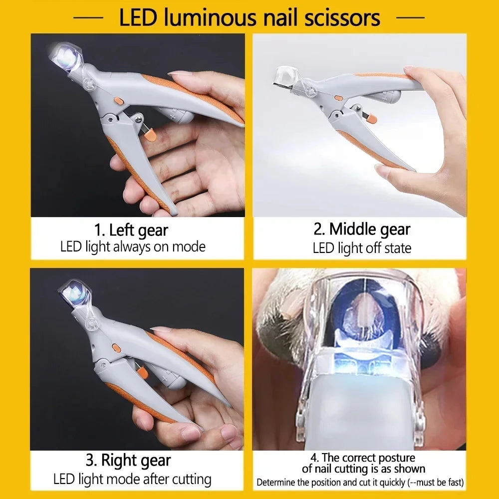Coupe-ongles pour animaux avec lumière LED pour une toilette sécurisée des chats et des chiens