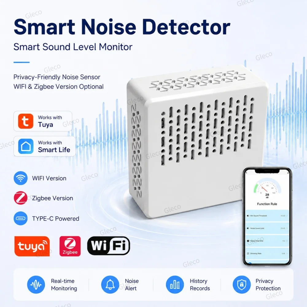 Capteur de Niveau Sonore Tuya avec Options WiFi ou Zigbee