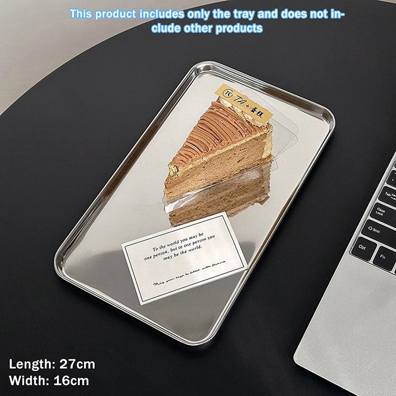 Rektangulært serveringsbrett i rustfritt stål
