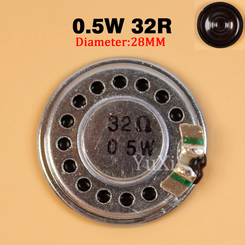 32 Ohm 0.5 W Mini Speaker, Size and Wiring Options
