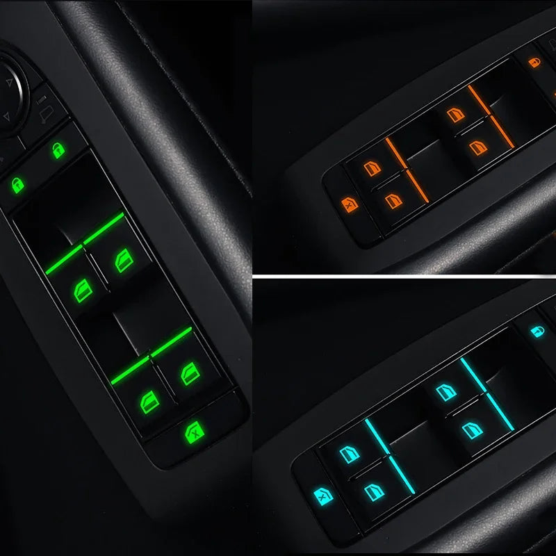 18-Piece Luminous Car Window Button Sticker Set